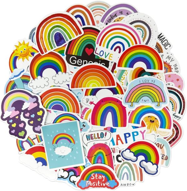 Rainbows Waterproof Vinyl Stickers (100 stickers) on Sale - Image 2