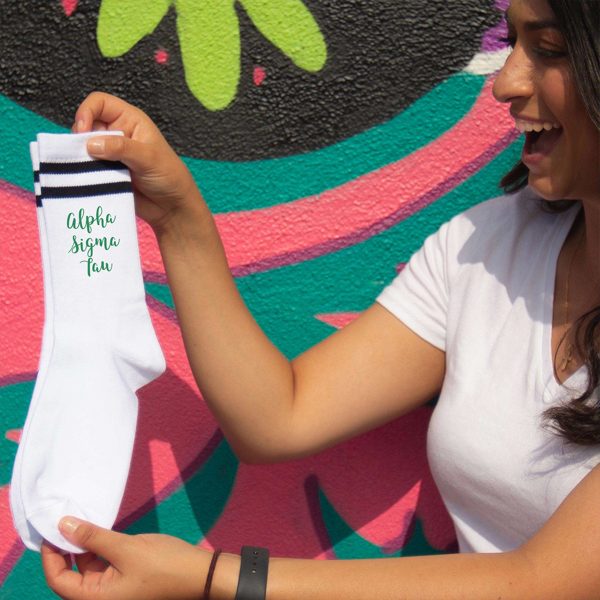 ALPHA SIGMA TAU Striped Sorority Socks For Discount - Image 2