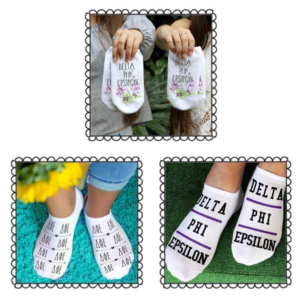 Delta Phi Epsilon Sorority No Show Socks 3 Pair Set Discount - Image 2