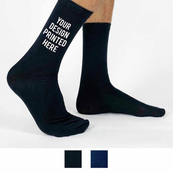 Design Your Own Custom Flat Knit Dress Socks - Charcoal Gray and Navy - Extra Large For Discount