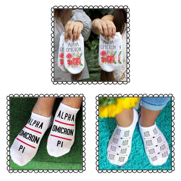 Alpha Omicron Pi Sorority No Show Socks 3 Pair Set Hot on Sale - Image 2