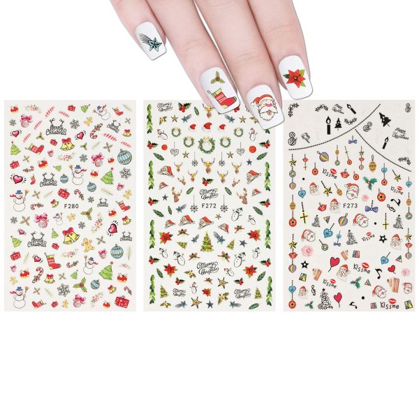 Merry Christmas Nail Art Christmas Nail Stickers (3 sheets) Supply