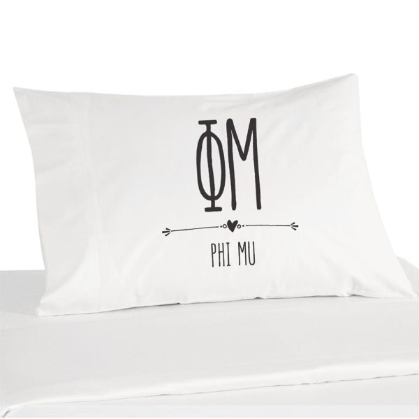 Phi Mu Boho Greek Letters and Name Pillowcase on Sale